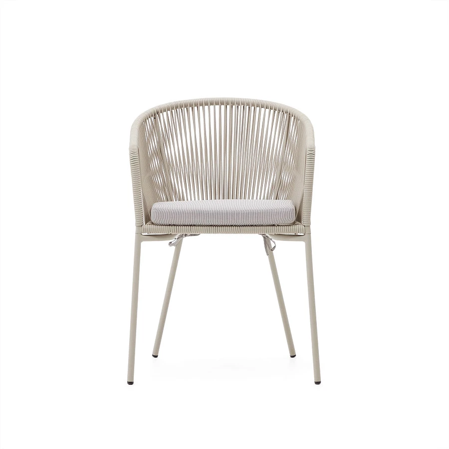 Стул Yanet с синтетической веревкой цвета экрю и ножками из оцинкованной стали - фото 6