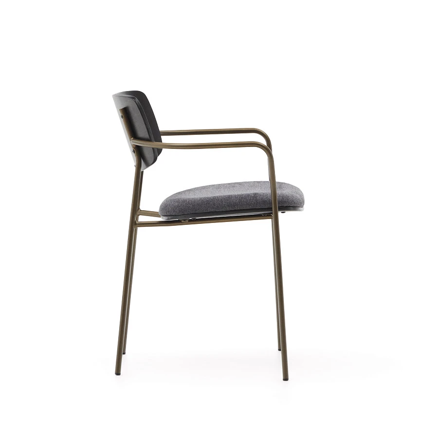 Стул Maureen ясеневый шпон в темной отделке и металл с отделкой из латуни - фото 7