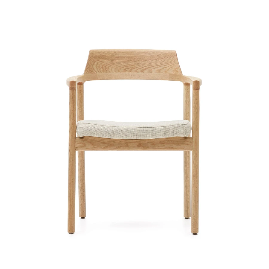 Стул Alocs из бежевой синели из массива дуба с натуральной отделкой FSC Mix Credit (съемный чехол) - фото 7