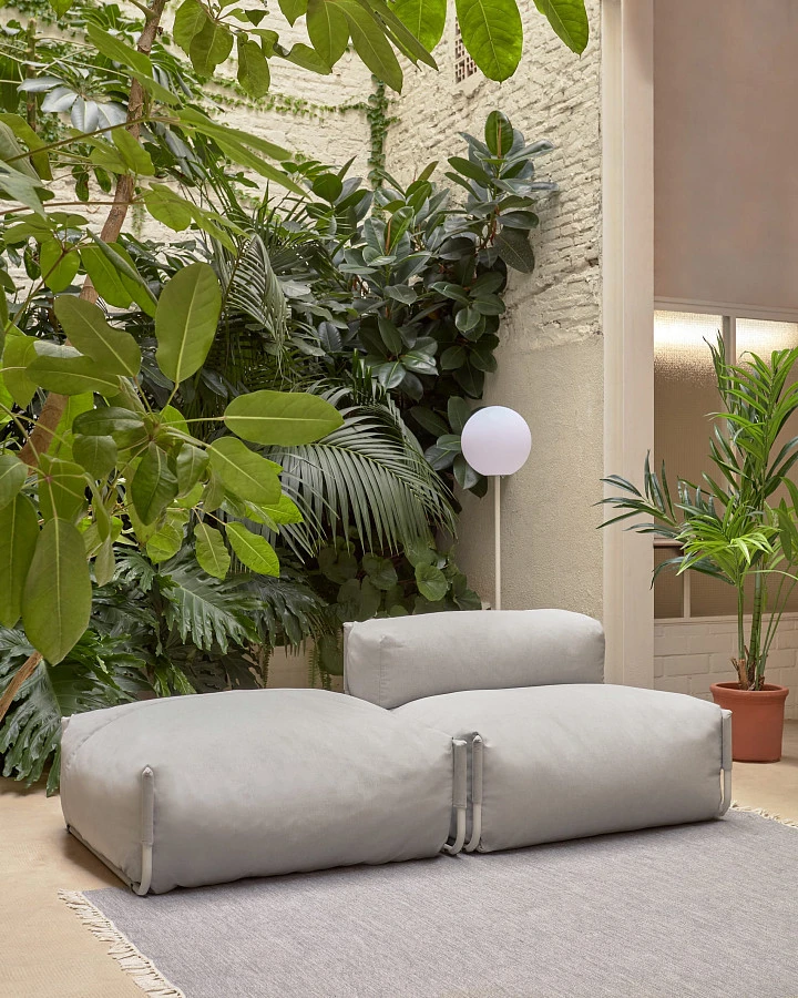 Square пуф квадратный со спинкой 101 x 101 см, светло-серый, для садового модульного дивана - фото 5