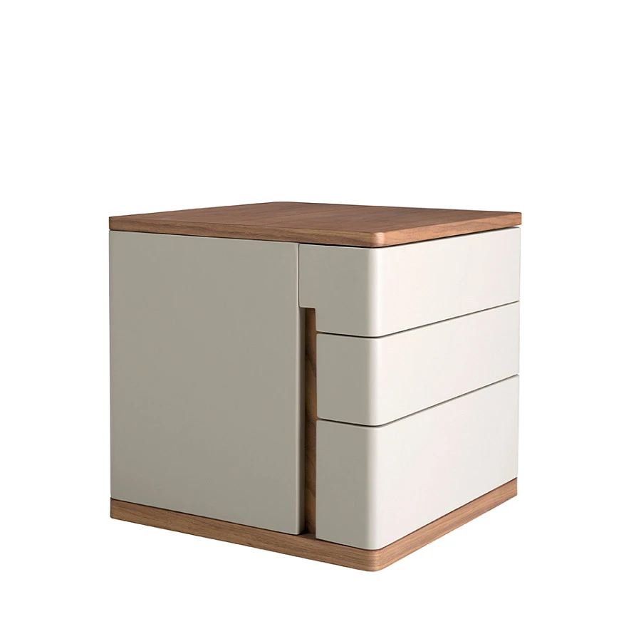Прикроватная тумбочка 7166/MB2320NS из серого лака и шпона ореха - фото 2
