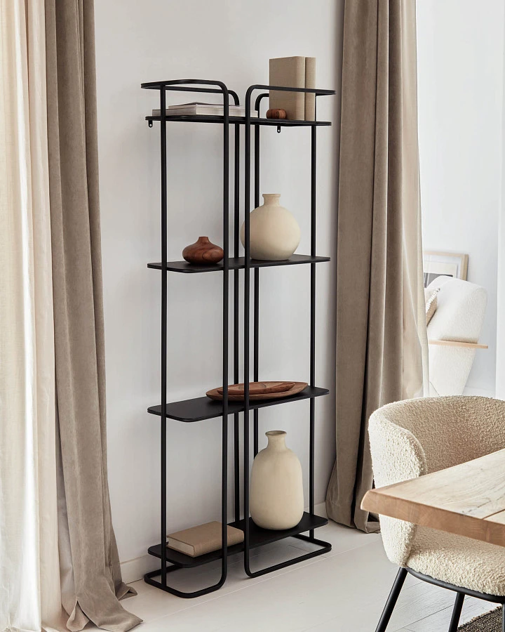 Стул Ciselia из белой ткани букле и черного металла - фото 4