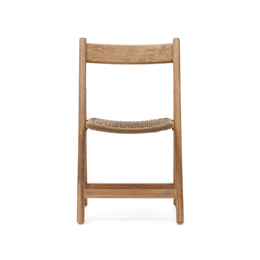 Складной стул Dandara из массива акации со стальной конструкцией и бежевым шнуром - фото 5