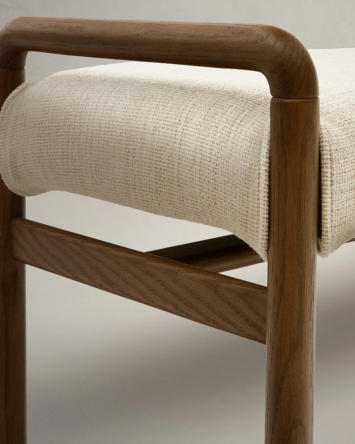 Скамейка Macaret со съемным чехлом из массива дуба с отделкой орех 120 см - фото 7