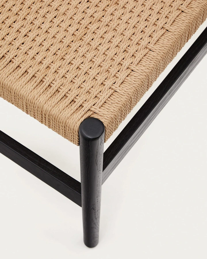 Zaide Скамейка из массива дуба с черной отделкой и сиденьем из веревочного шнура, 120 см - фото 5