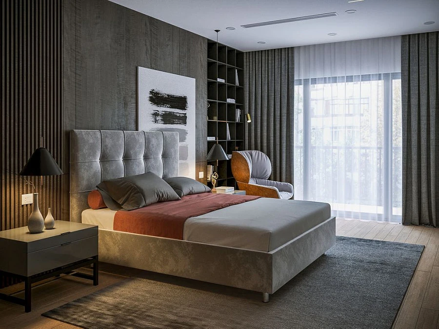 Кровать Чикаго 140х200 графитового цвета - фото 3