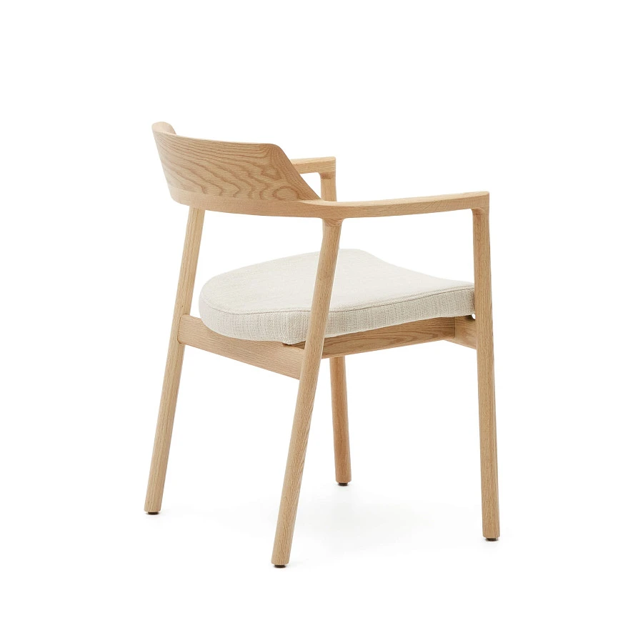 Стул Alocs из бежевой синели из массива дуба с натуральной отделкой FSC Mix Credit (съемный чехол) - фото 6