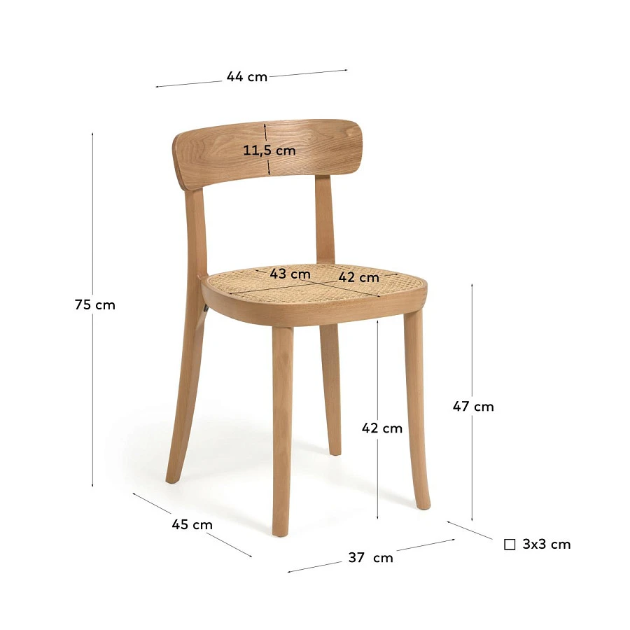 Стул Romane из натурального массива бука с ясеневым шпоном и ротангом - фото 8