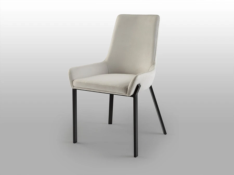 Стул Diane черный металлический с белой обивкой - фото 5