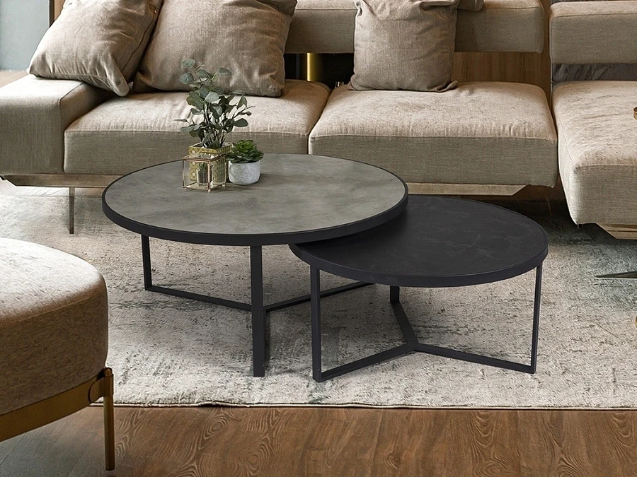 Комплект приставных столиков Naira черный / серый - фото 3