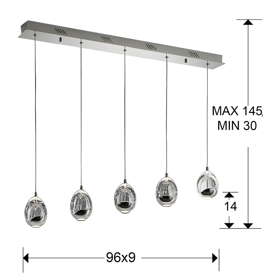 Подвесной светильник Rocio 5L хром DIMMABLE - фото 2