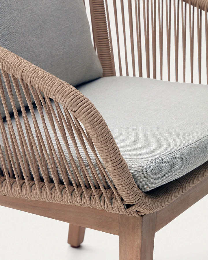 Portalo Стул из бежевого шнура с ножками из массива акации - фото 9