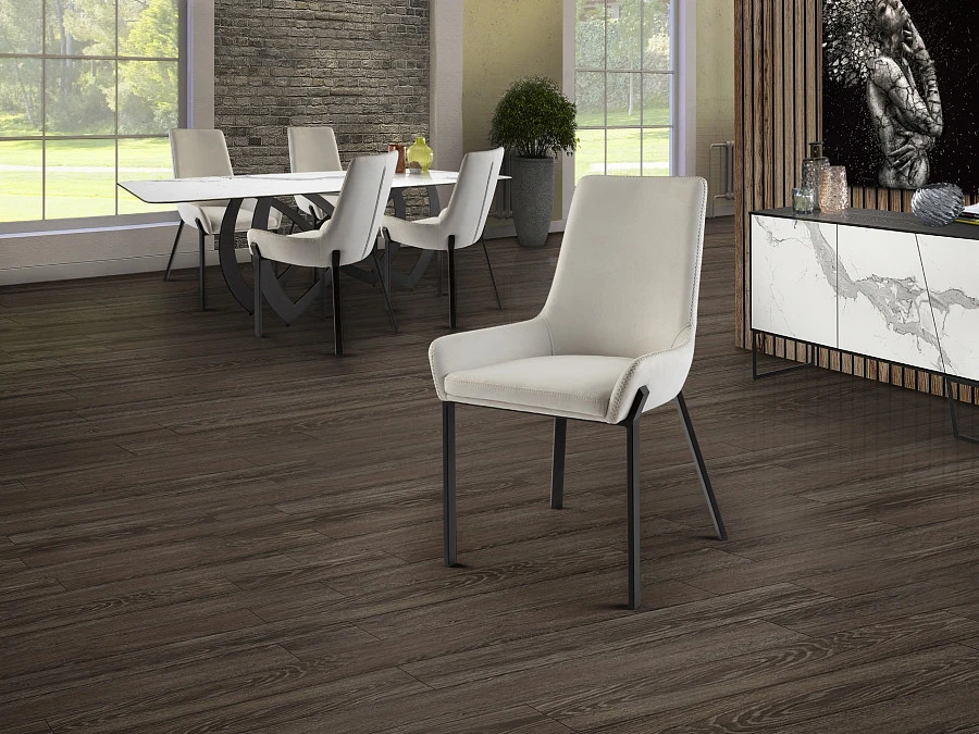 Стул Diane черный металлический с белой обивкой - фото 4