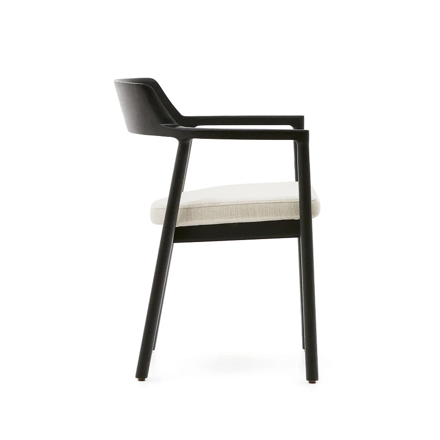 Стул Alocs из бежевой синели из массива дуба с черной отделкой FSC Mix Credit (съемный чехол) - фото 6