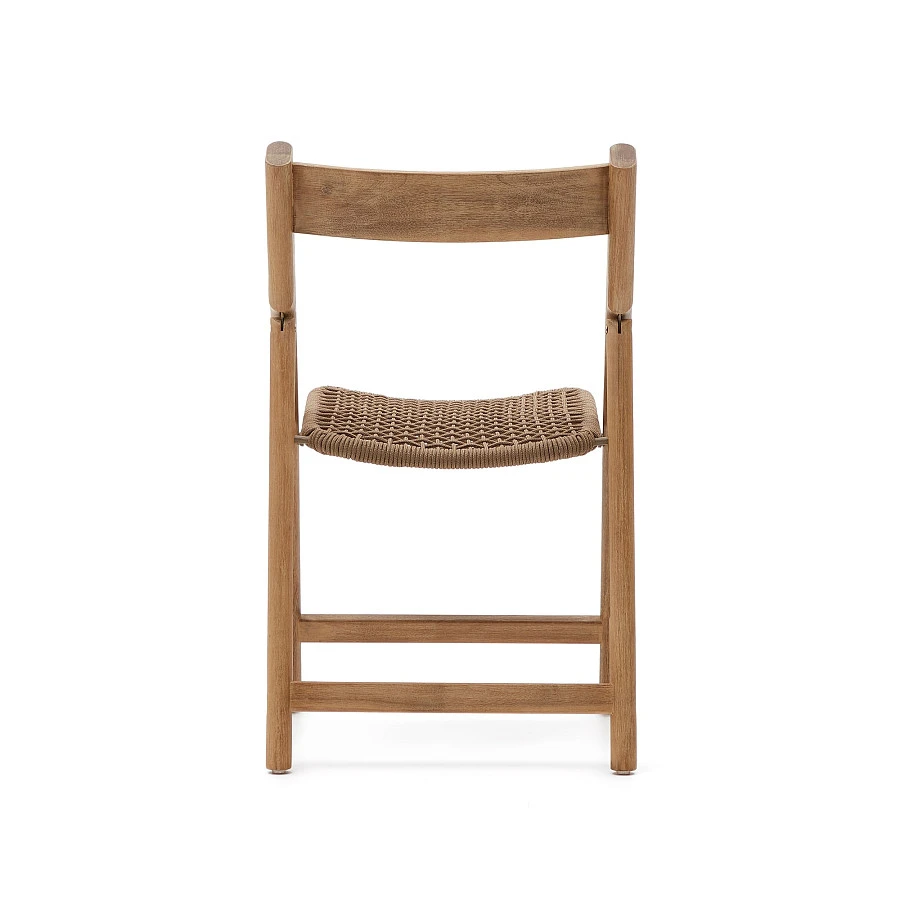 Складной стул Dandara из массива акации со стальной конструкцией и бежевым шнуром - фото 6