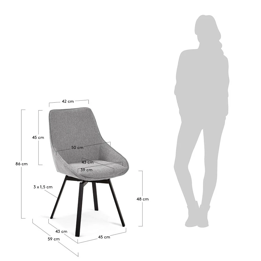 Стул Haston светло-серый - фото 6