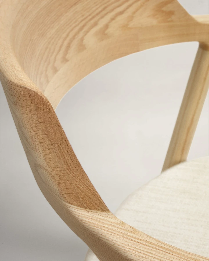 Стул Alocs из бежевой синели из массива дуба с натуральной отделкой FSC Mix Credit (съемный чехол) - фото 10