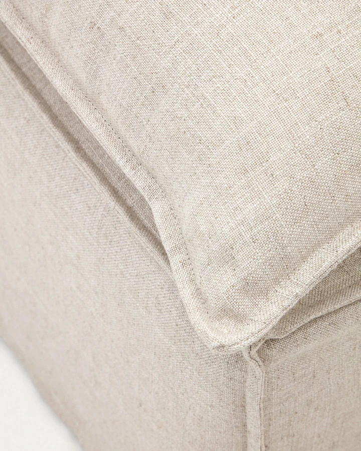 Anarela Пуф со съемным чехлом и льняным чехлом бежевого цвета 80 х 80 см - фото 11