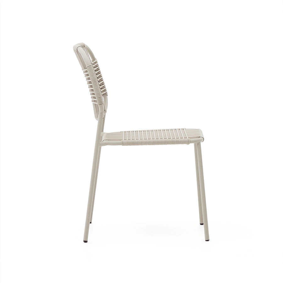 Садовый стул Talaier из искусственного каната и стали бежевого цвета - фото 3