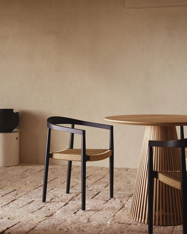 Ydalia Садовый стул из черного тика и натуральной веревки - фото 3