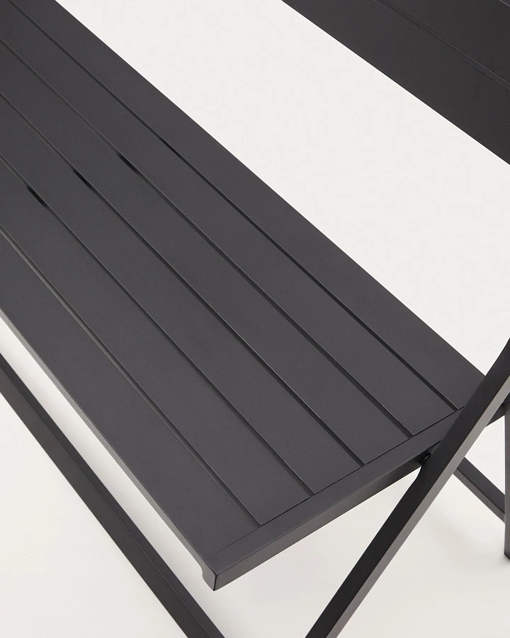 Складная уличная скамейка Torreta из алюминия с черной отделкой - фото 9