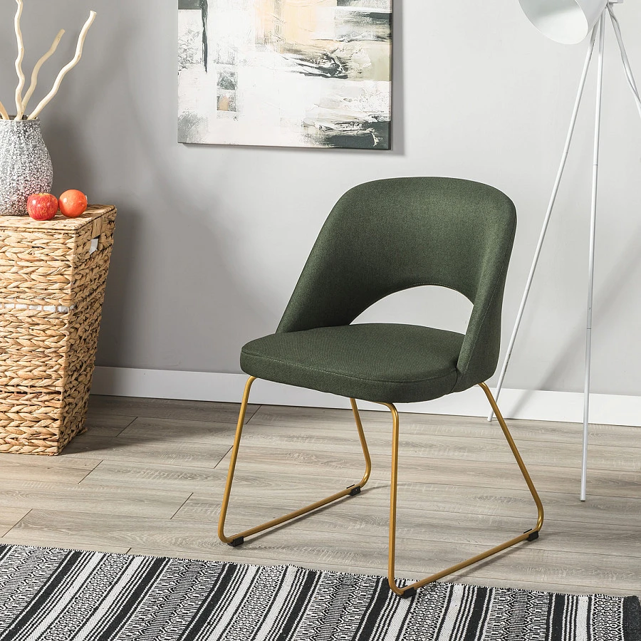 Кресло Lars тёмно-зеленый/Линк золото - фото 7