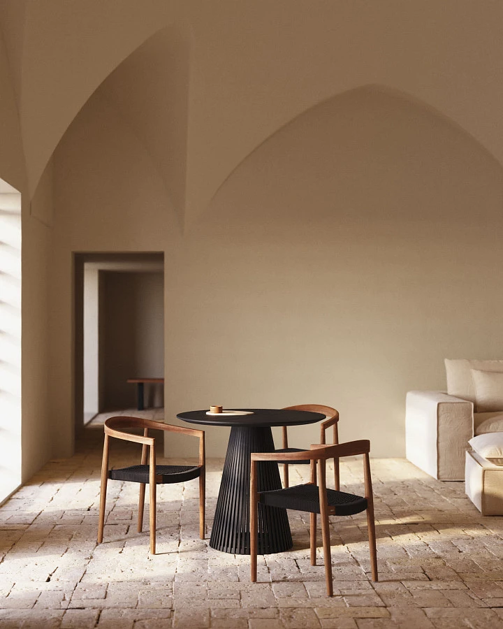 Ydalia Садовый стул из натурального тика и черной веревки - фото 3