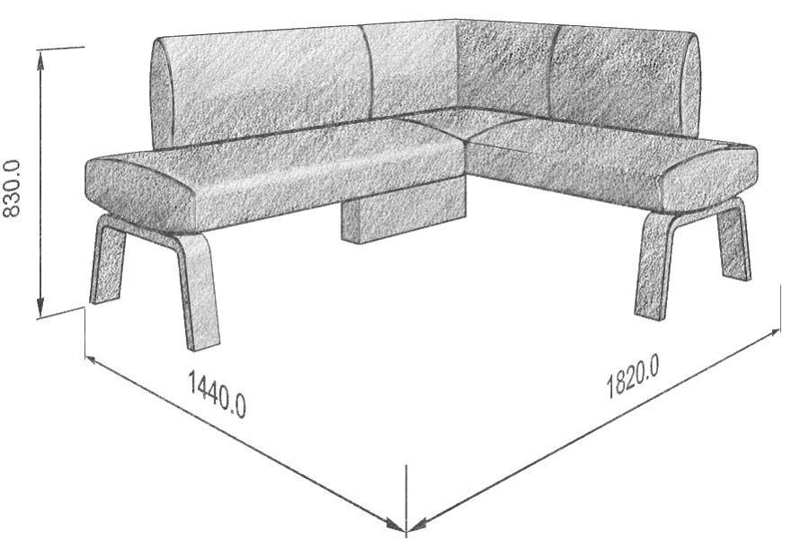 Диван кухон. Pride 178-140 R beige 1820*1440*830 - фото 3