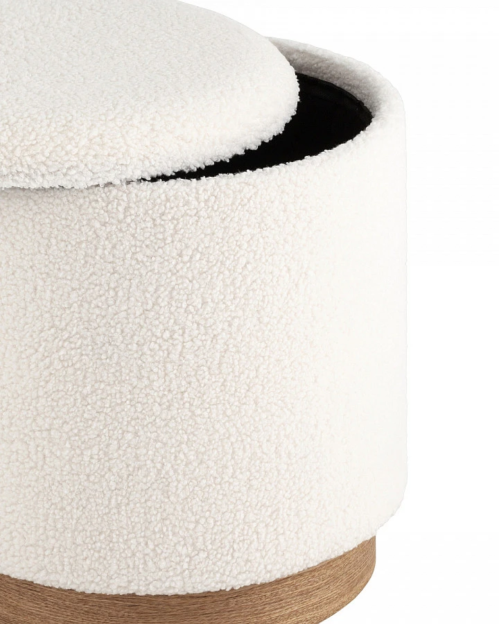 Пуф с ящиком Холли S тедди белый - фото 3