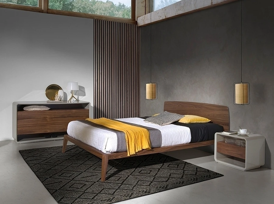 Прикроватная тумбочка 7134/MB2202NS из ореха и лакированного МДФ - фото 5