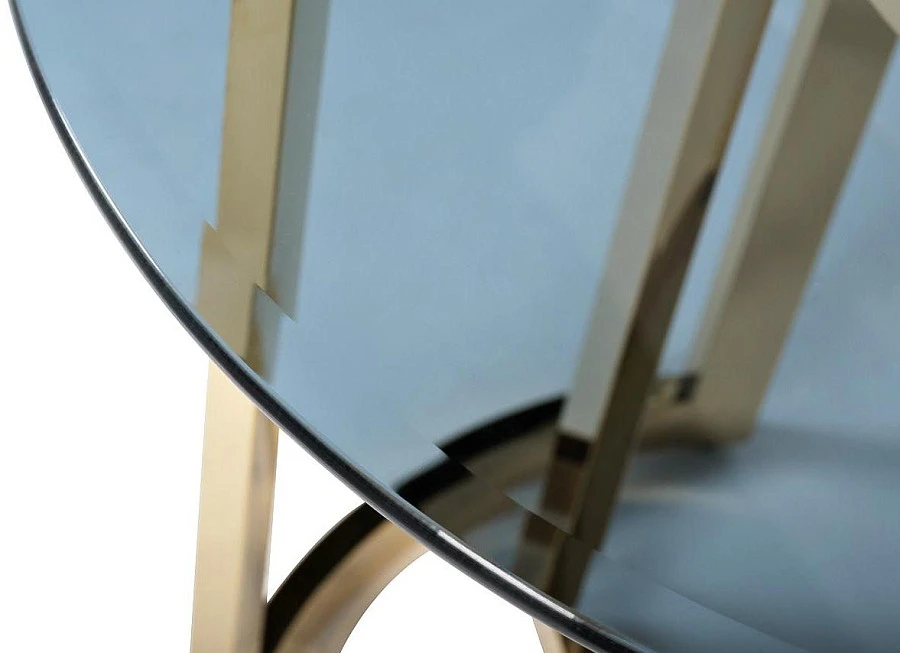 Стол журнальный темн.стекло-золото d60*55см - фото 2