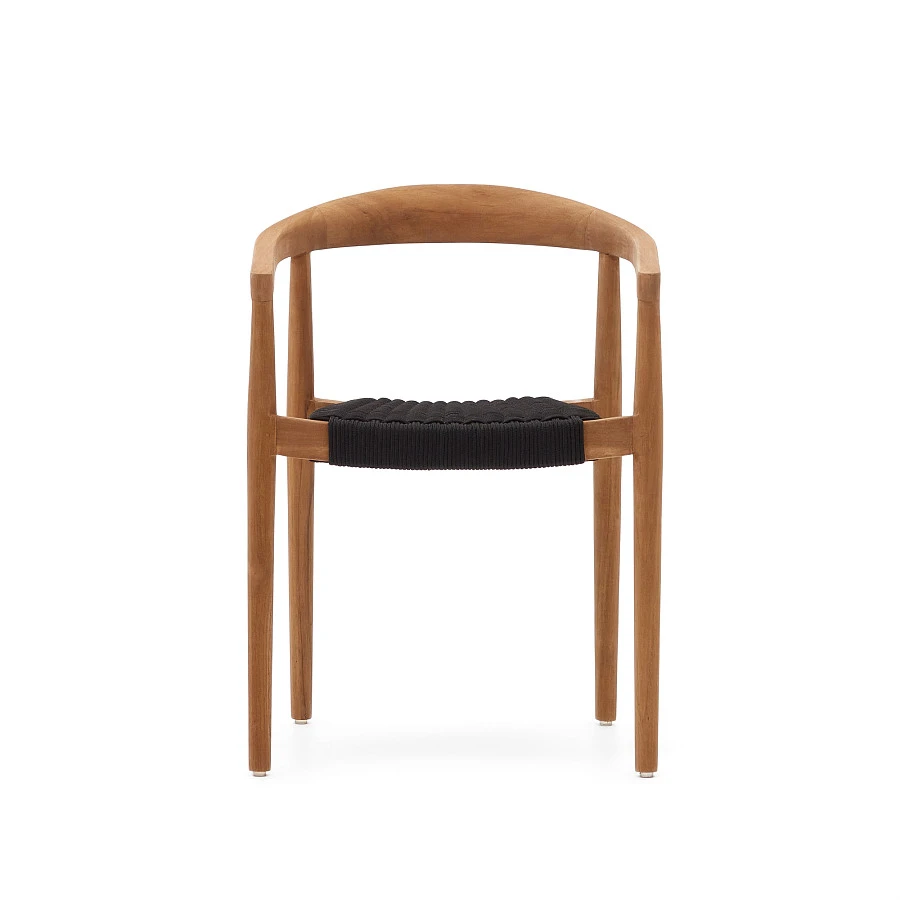 Ydalia Садовый стул из натурального тика и черной веревки - фото 6