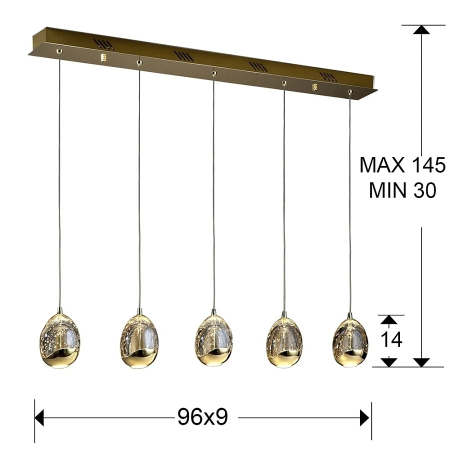Подвесной светильник Rocio 5L золотой DIMMABLE - фото 2