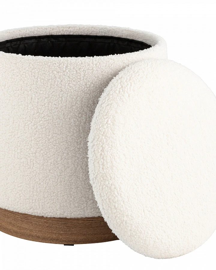 Пуф с ящиком Холли S тедди белый - фото 5