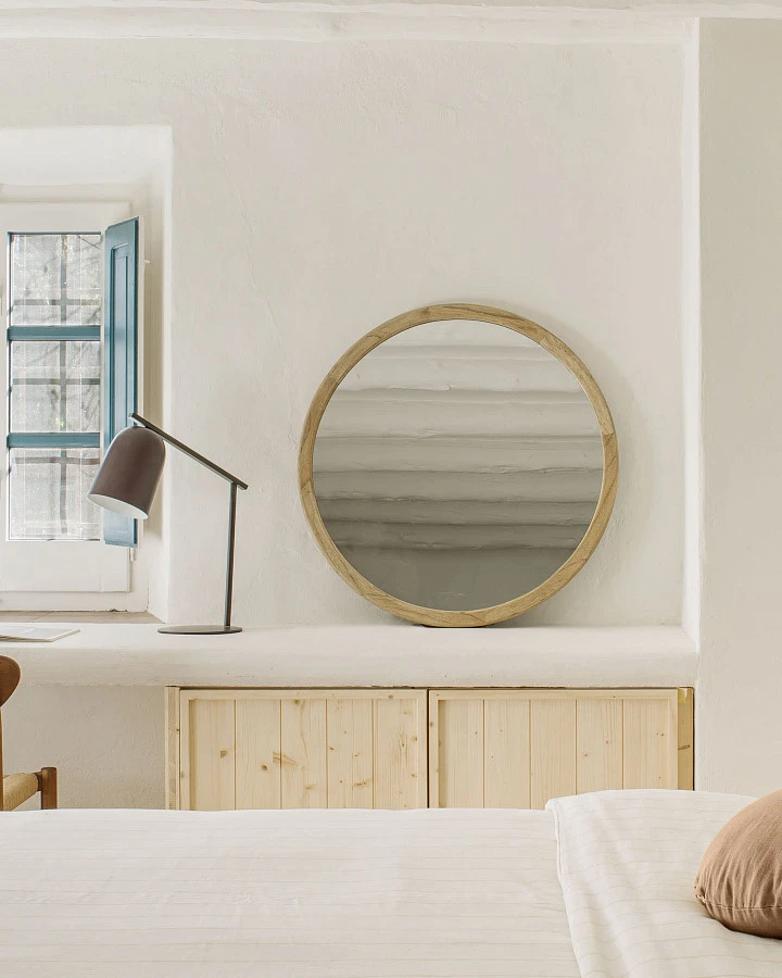 Круглое зеркало Alum из массива минди 80 см - фото 2