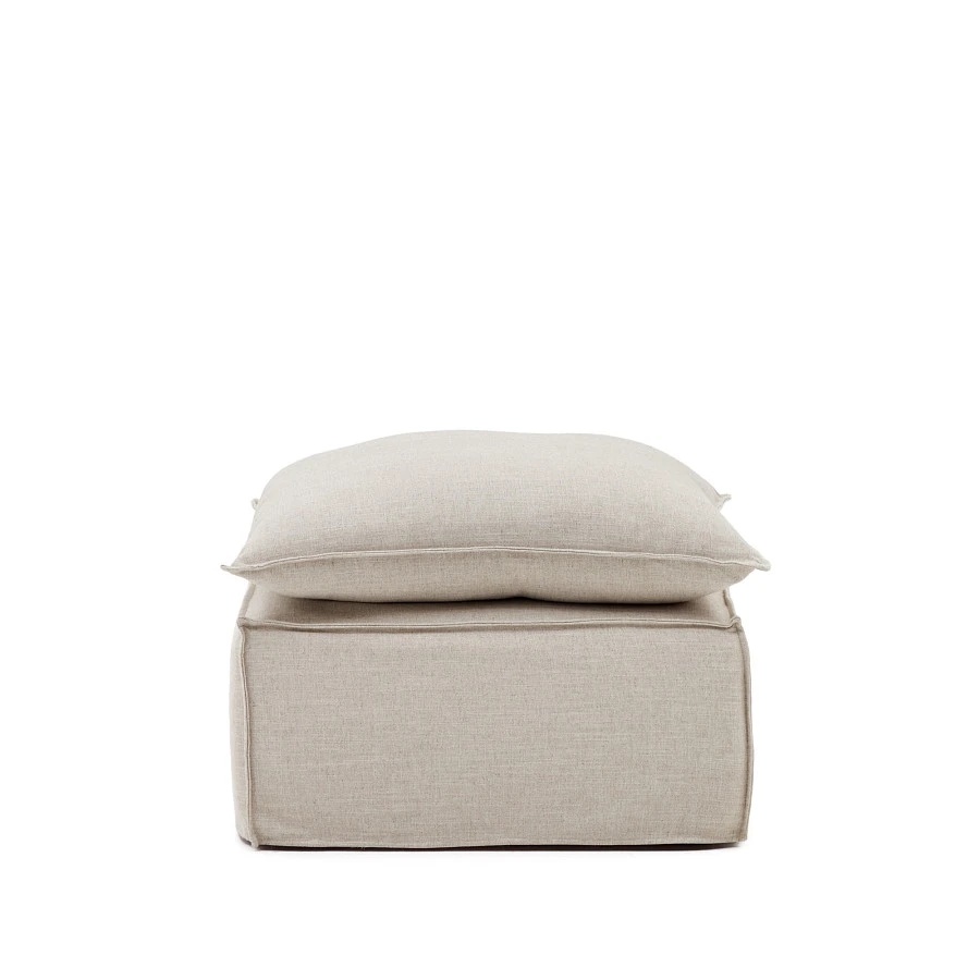 Anarela Пуф со съемным чехлом и льняным чехлом бежевого цвета 80 х 80 см - фото 5