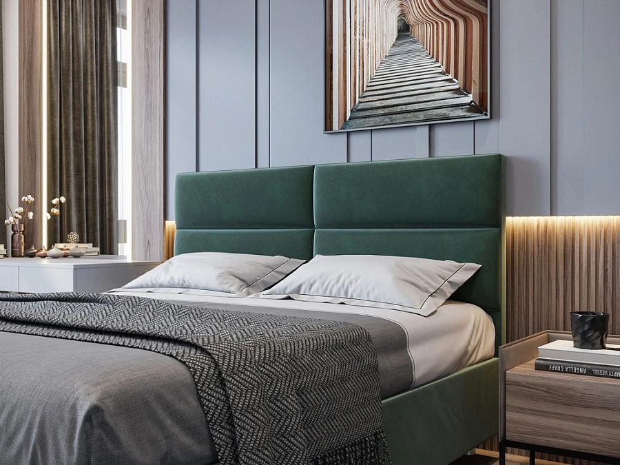 Кровать Квадра  140х200 тёмно-бирюзового цвета - фото 3