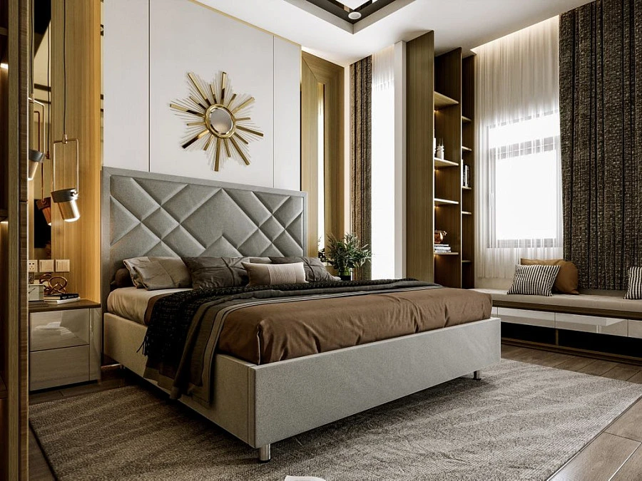 Кровать Палермо 180х200 бежевого цвета - фото 3
