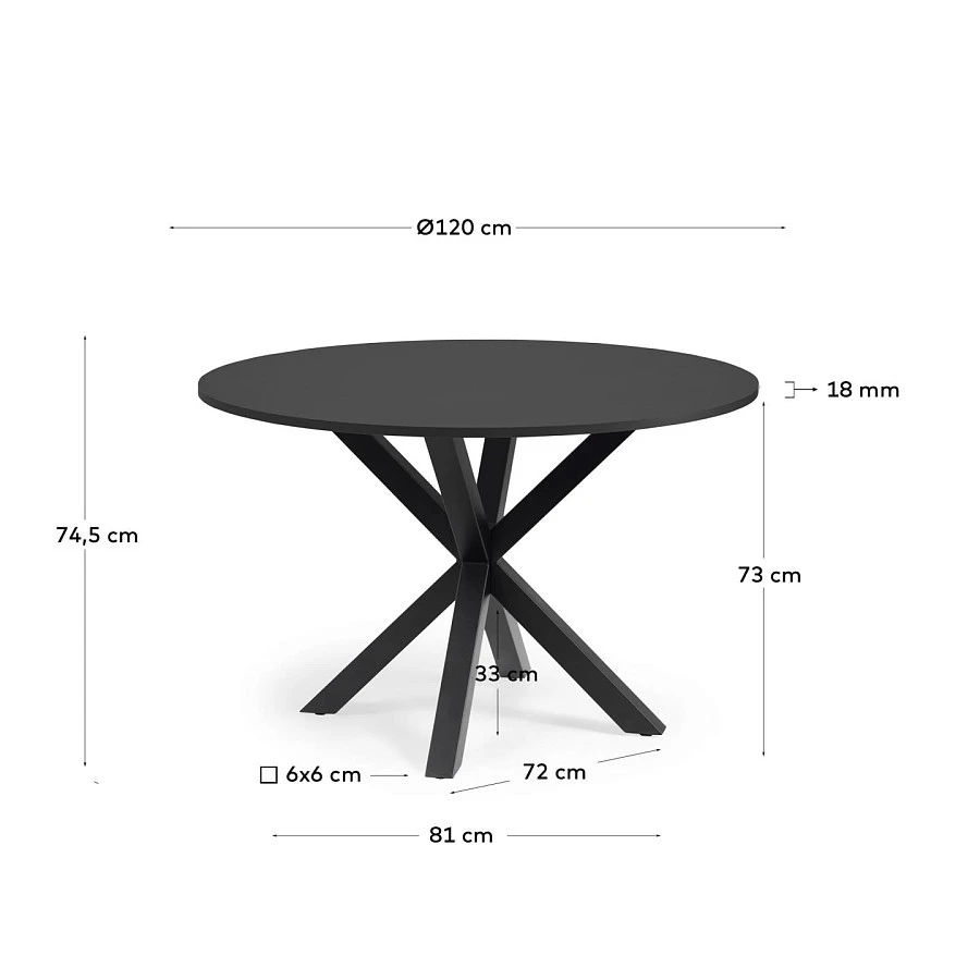ARYA Круглый Ø 119 cm MDF стол со стальными черными ножками - фото 6