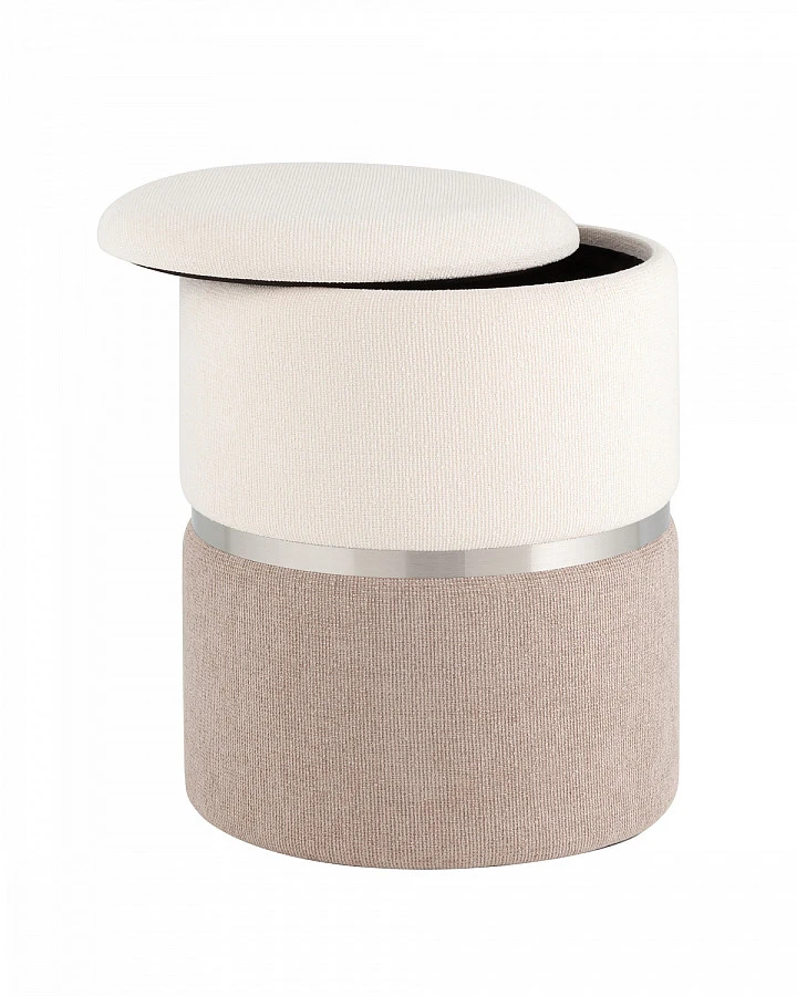 Пуф Кэрри с ящиком серебро шенилл серо-бежевый - фото 4
