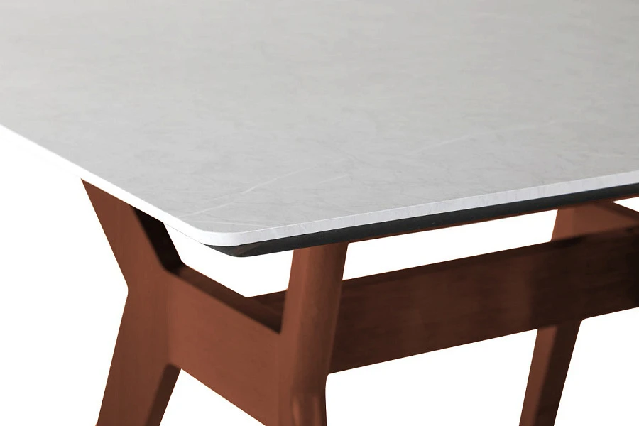 Стол Нарвик 860*860 мрамор Бианко /темный орех - фото 4