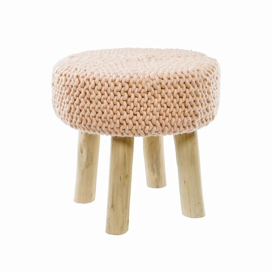 Подставка для ног Beneda розовая шерсть Ø40см