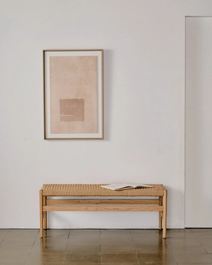 Zaide Скамейка из массива дуба с натуральной отделкой и сиденьем из веревочного шнура, 120 см - фото 2