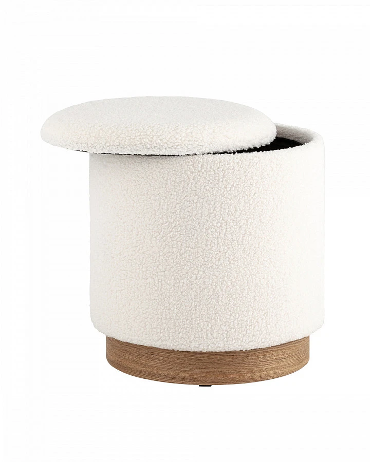Пуф с ящиком Холли S тедди белый - фото 2