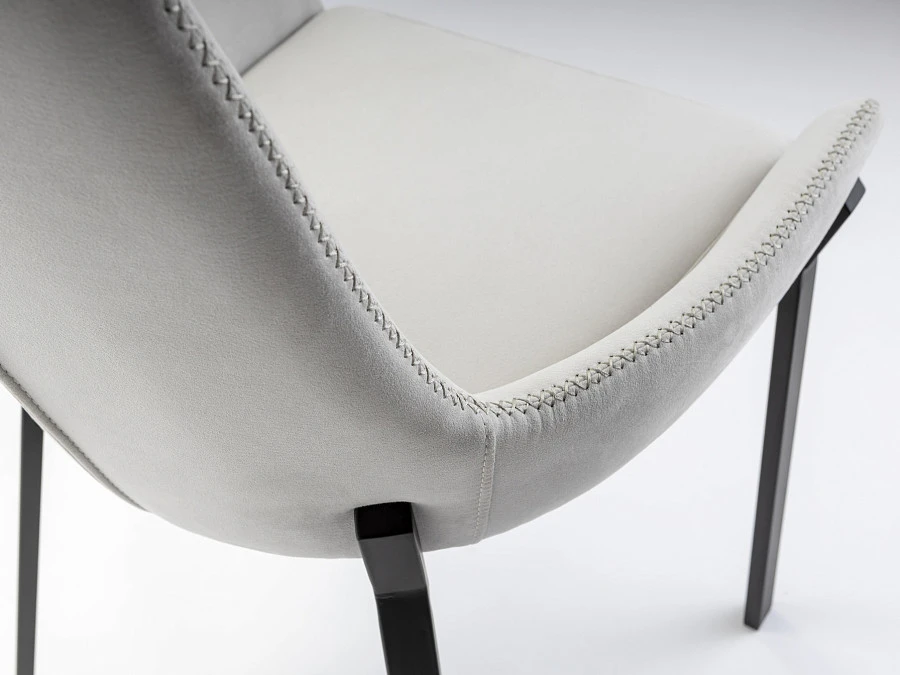 Стул Diane черный металлический с белой обивкой - фото 9