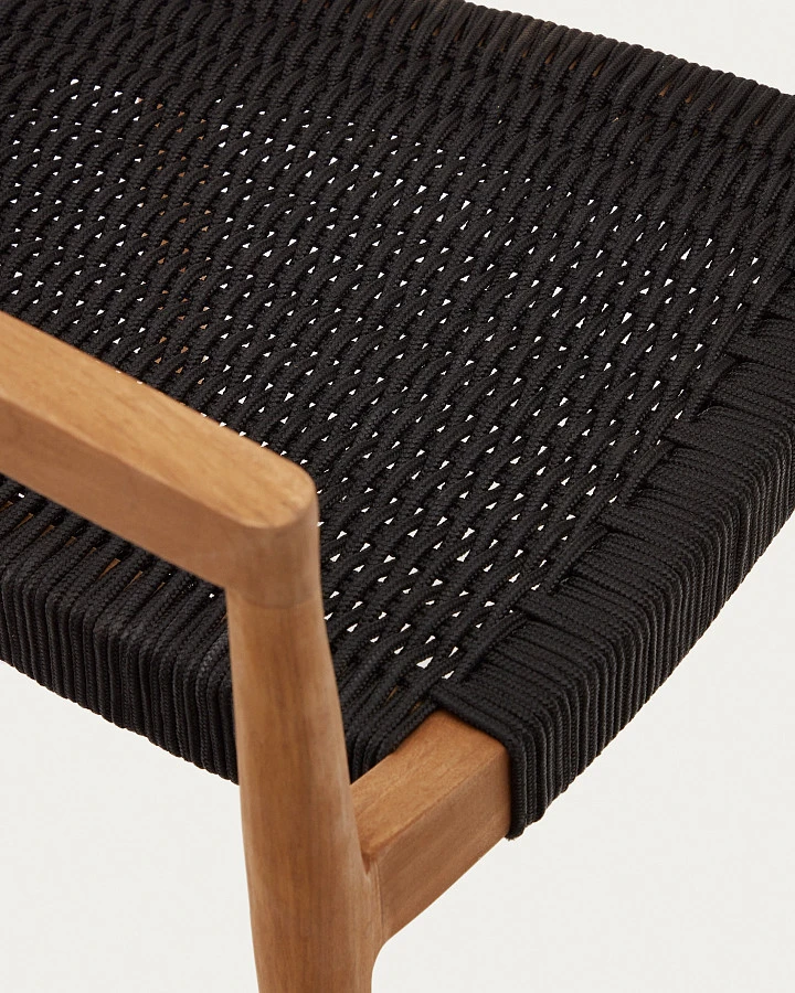 Ydalia Садовый стул из натурального тика и черной веревки - фото 12