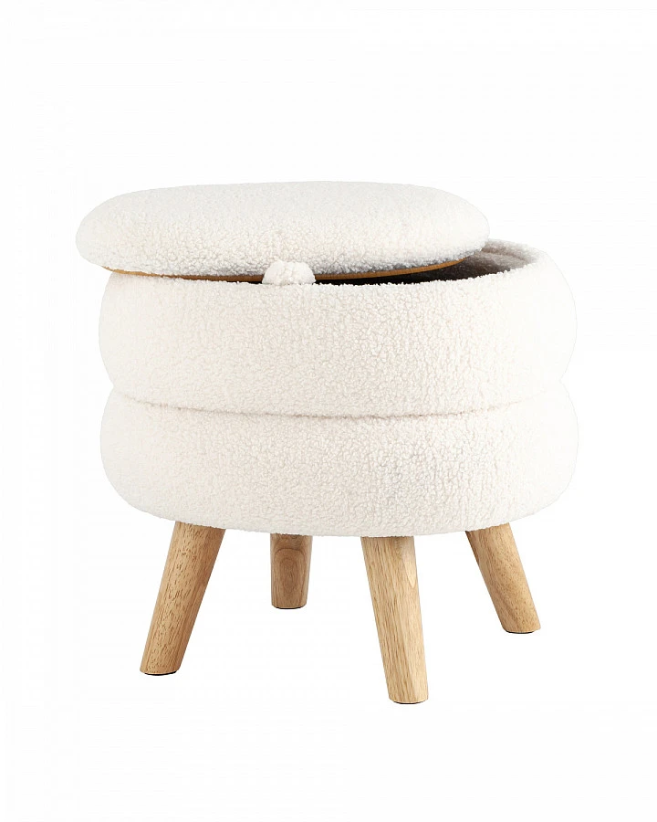 Пуф с ящиком Винни M тедди белый - фото 2