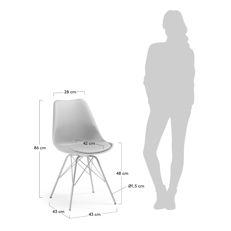 Стул Lars серый с металлическими ножками - фото 4