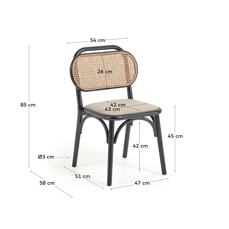 Стул Doriane из цельного вяза с черным лаком и мягким сиденьем - фото 6