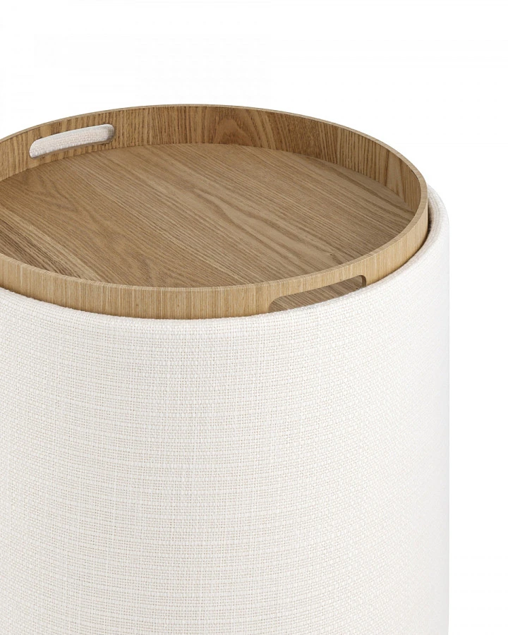 Пуф-столик с ящиком Хюгге S рогожка белый - фото 5